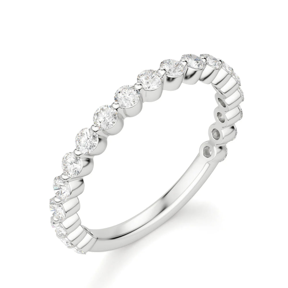 VVS1 Moissanite Round Cut Semi Eternity Wedding Band For Women