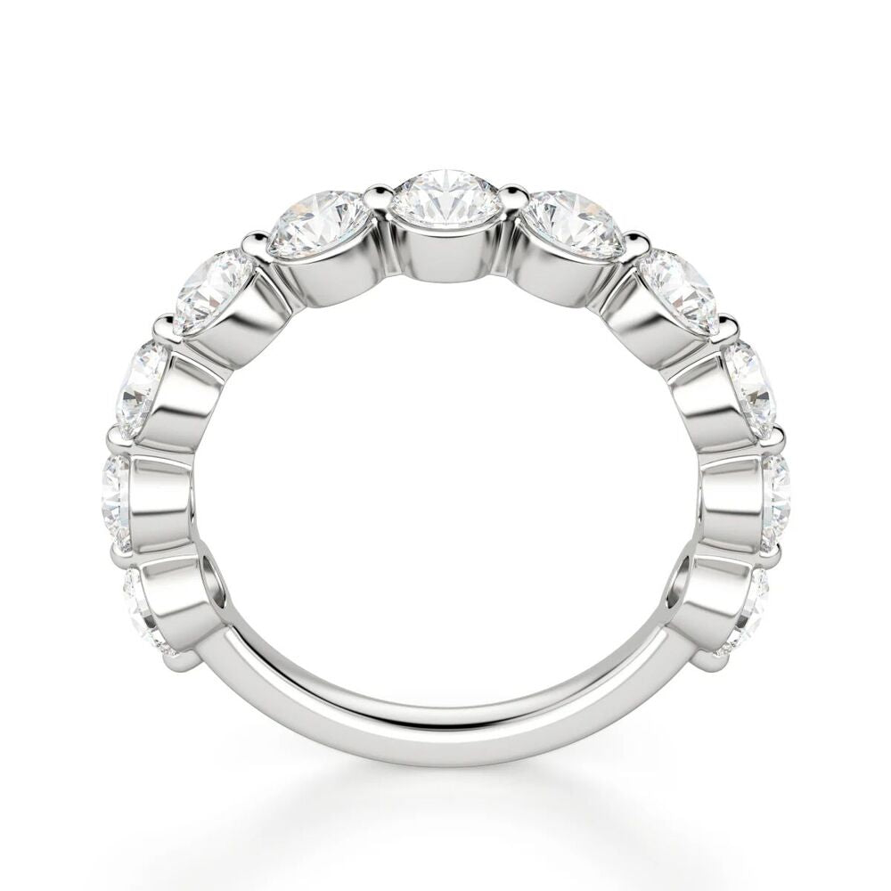 Round Cut Half Eternity Moissanite Wedding Band For Women
