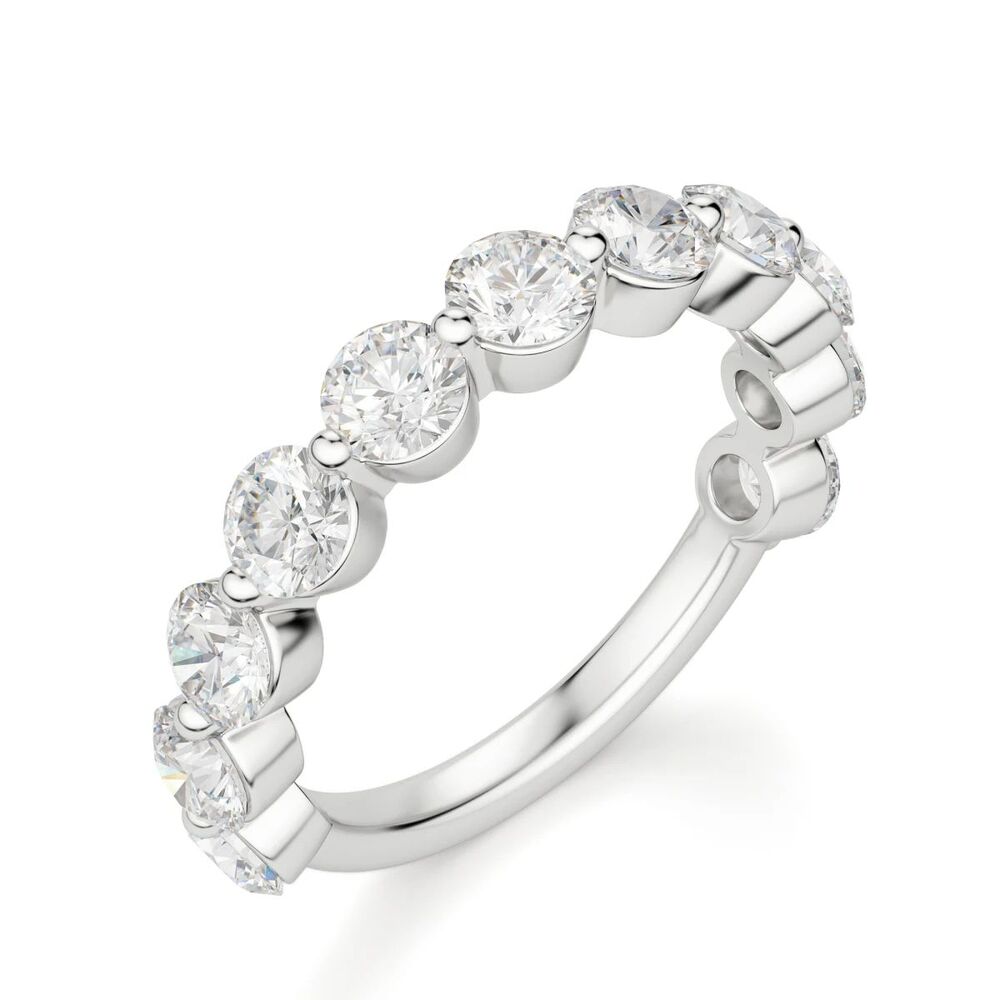 Round Cut Half Eternity Moissanite Wedding Band For Women