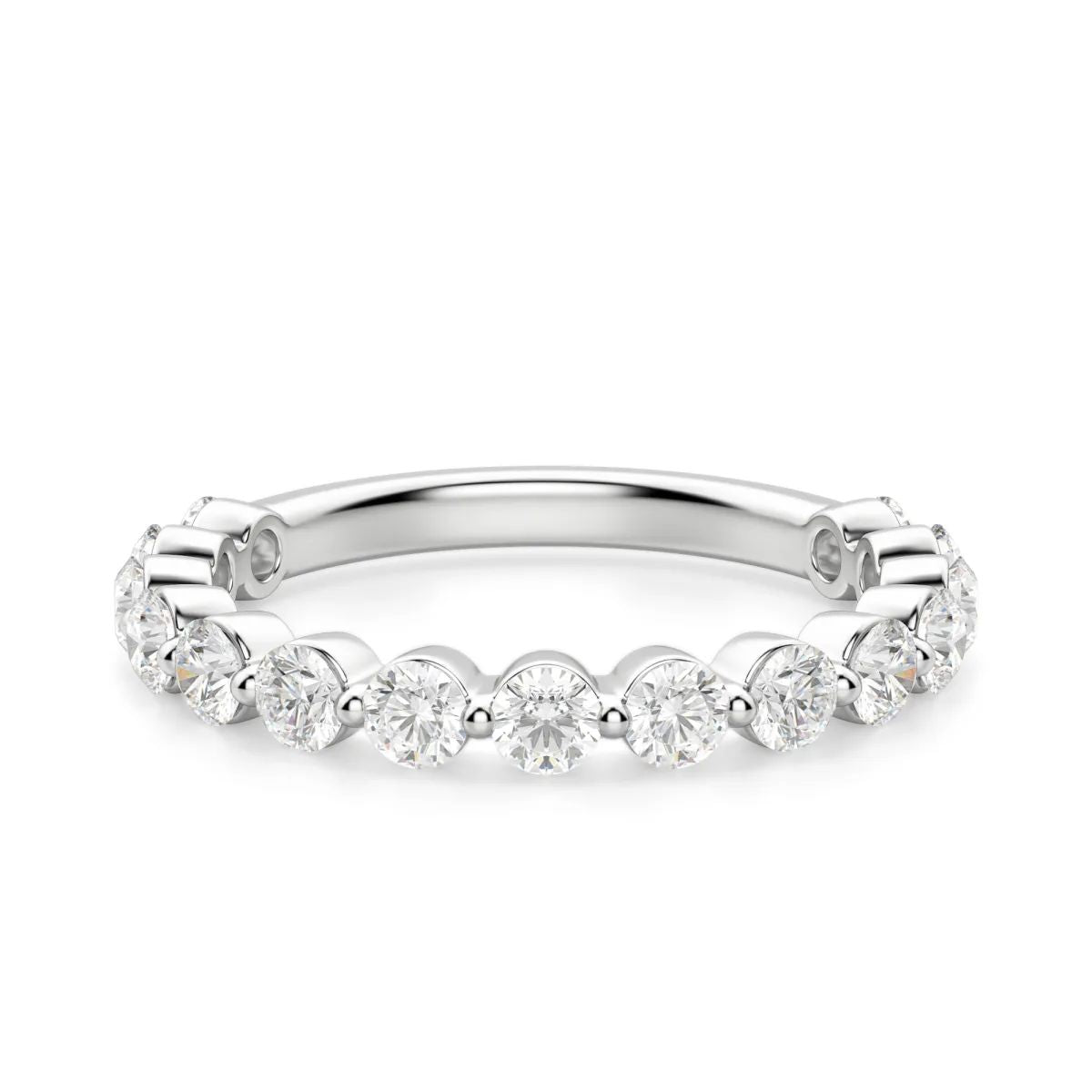 Round cut Shared Prong Moissanite Wedding Band