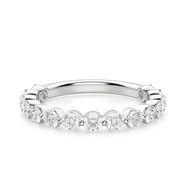 Round cut Shared Prong Moissanite Wedding Band
