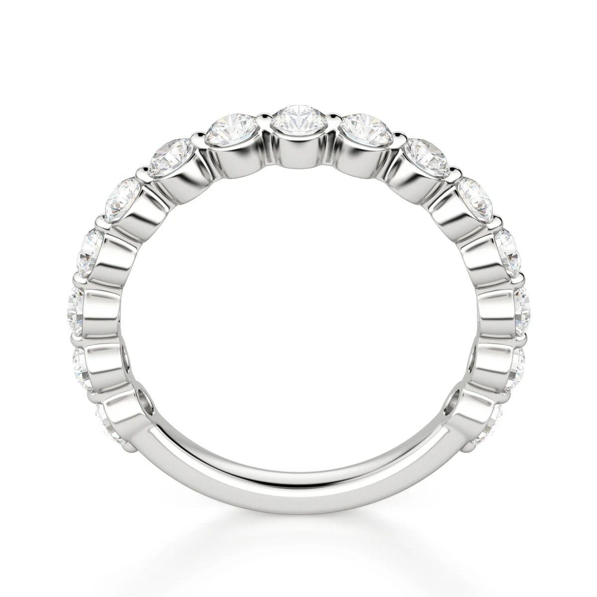 Round cut Shared Prong Moissanite Wedding Band