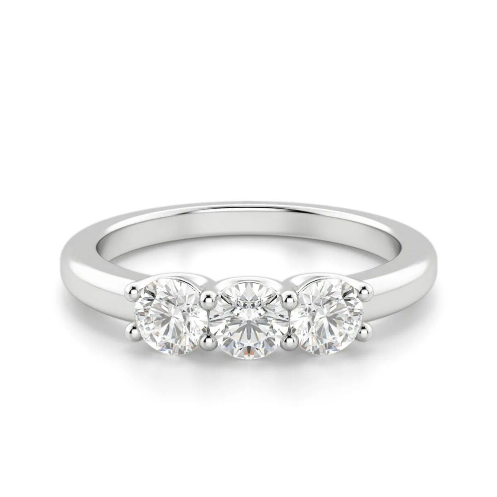 Round Cut Moissanite Three Stone Eternity Wedding Band