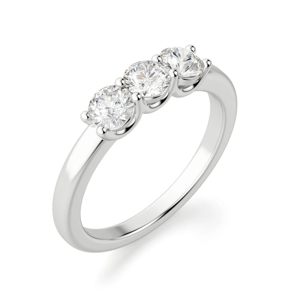 Round Cut Moissanite Three Stone Eternity Wedding Band