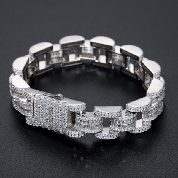 Colorless Moissanite Cuban Link Hip Hop Bracelet