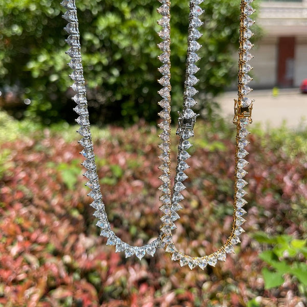 Heart Cut Moissanite Diamond Unisex Tennis Chain Necklace