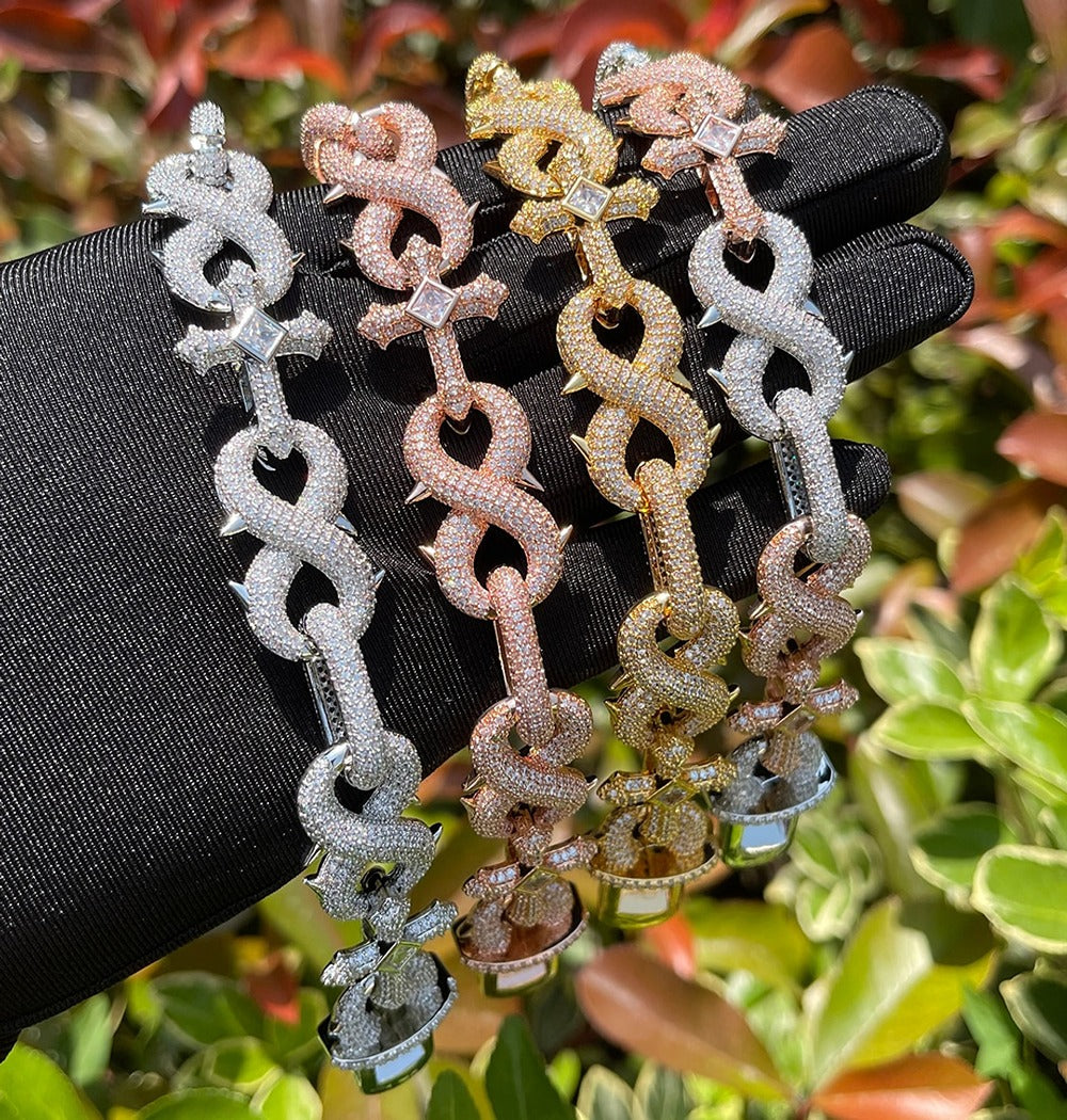 Infinity Cross Link Round Cut Iced Out Lab Grown Diamond Chain