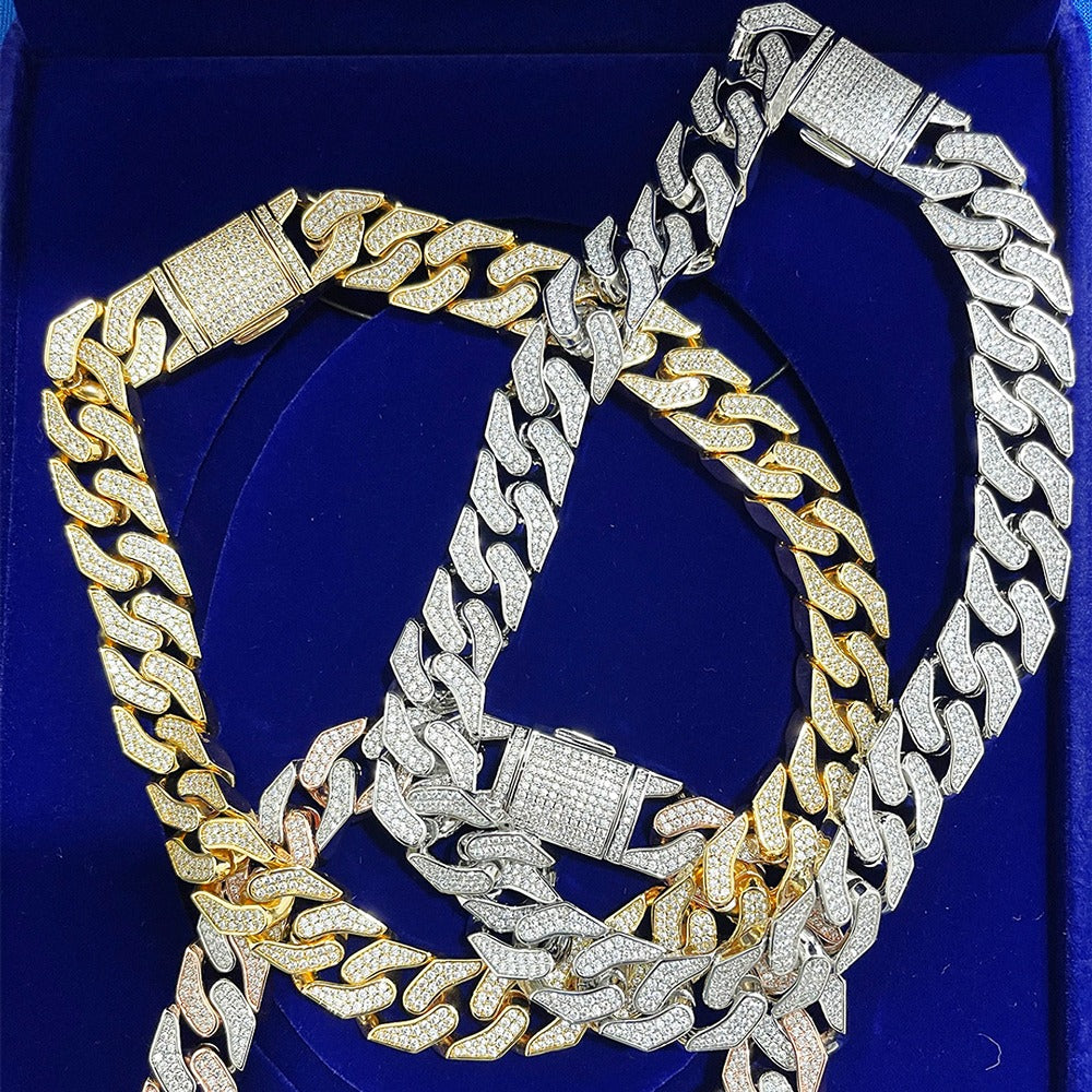 Iced Out Lab Created Moissanite Cuban Link Hip Hop Necklace