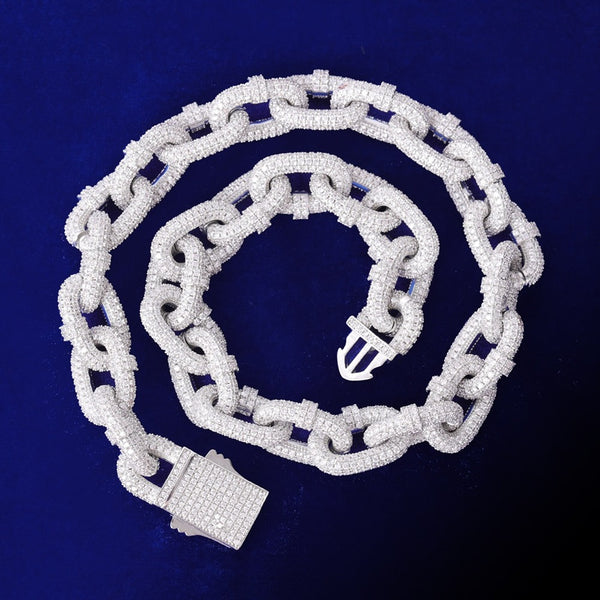 VVS1 Moissanite Diamond Rolo Link Hip Hop Necklace