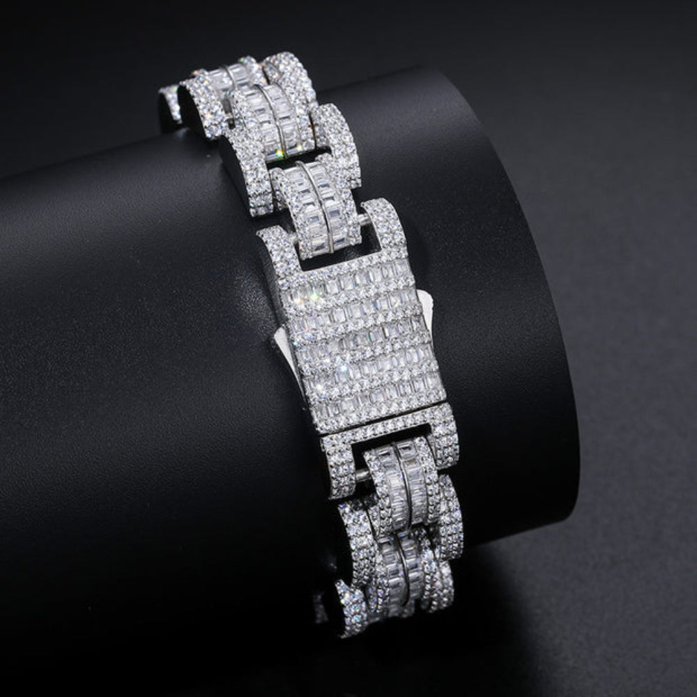 Colorless Moissanite Cuban Link Hip Hop Bracelet