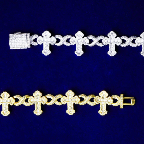 VVS1 Moissanite Cross Infinity Link Classic Hip Hop Bracelet