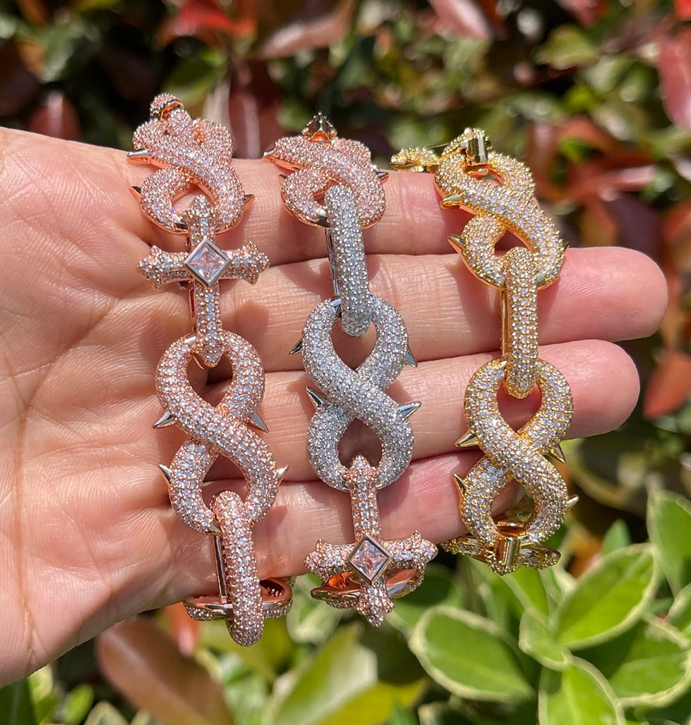 Infinity Cross Link Round Cut Iced Out Lab Grown Diamond Chain