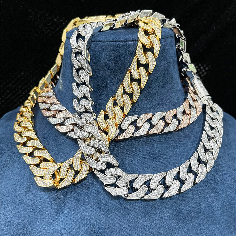 Iced Out Lab Created Moissanite Cuban Link Hip Hop Necklace