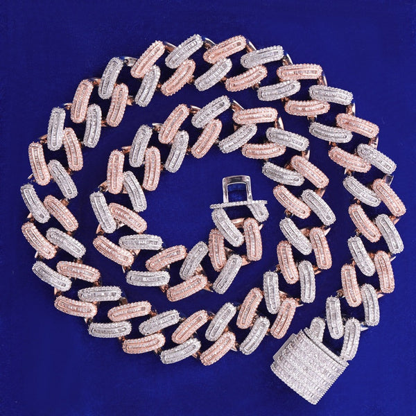 D Color Baguette Cut Moissanite Cuban Link Hip Hop Chain