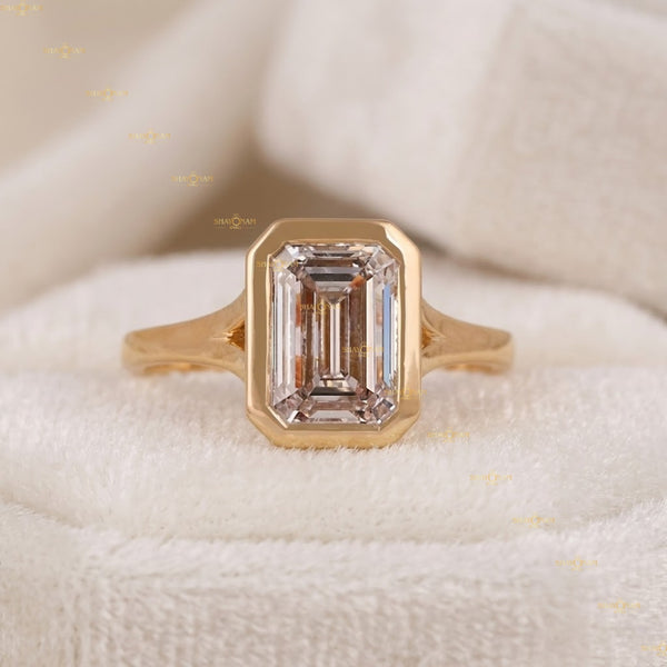 IGI Certified Lab Grown Diamond Emerald Cut Bezel Set Solitaire Ring