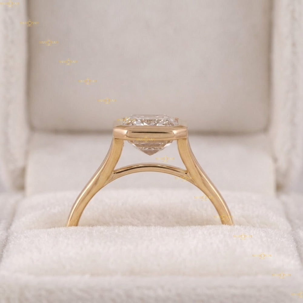 IGI Certified Lab Grown Diamond Emerald Cut Bezel Set Solitaire Ring