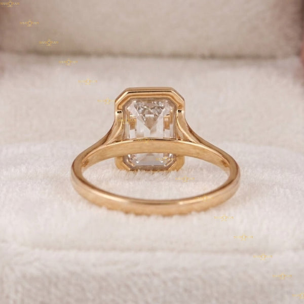 IGI Certified Lab Grown Diamond Emerald Cut Bezel Set Solitaire Ring