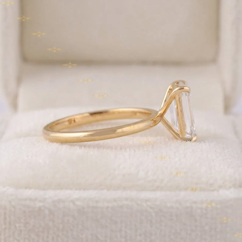 Emerald Cut Solitaire Lab Grown Diamond Engagement Ring For Her