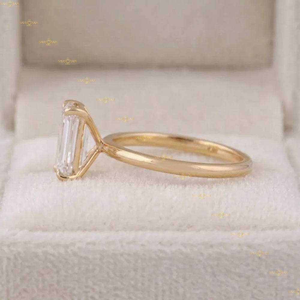 Emerald Cut Solitaire Lab Grown Diamond Engagement Ring For Her
