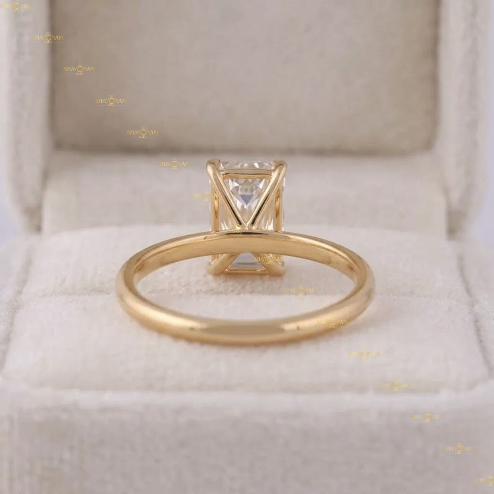 Emerald Cut Solitaire Lab Grown Diamond Engagement Ring For Her
