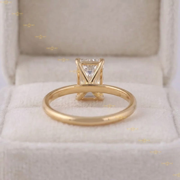 Emerald Cut Solitaire Lab Grown Diamond Engagement Ring For Her