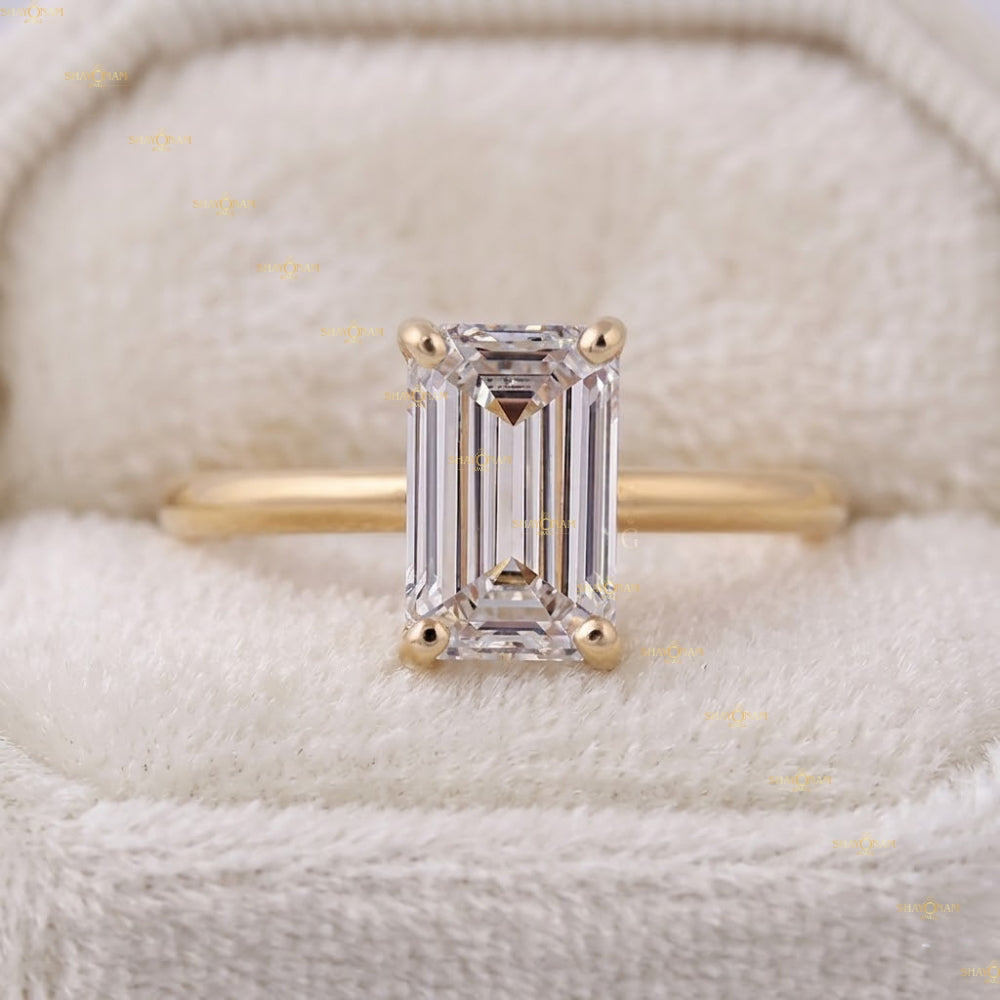 Emerald Cut Solitaire Lab Grown Diamond Engagement Ring For Her