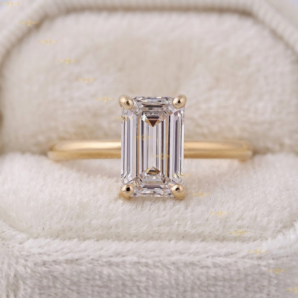 Emerald Cut Solitaire Lab Grown Diamond Engagement Ring For Her