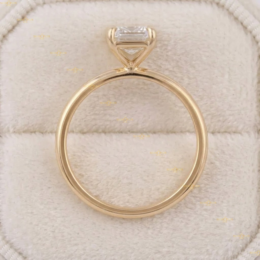 Emerald Cut Solitaire Lab Grown Diamond Engagement Ring For Her