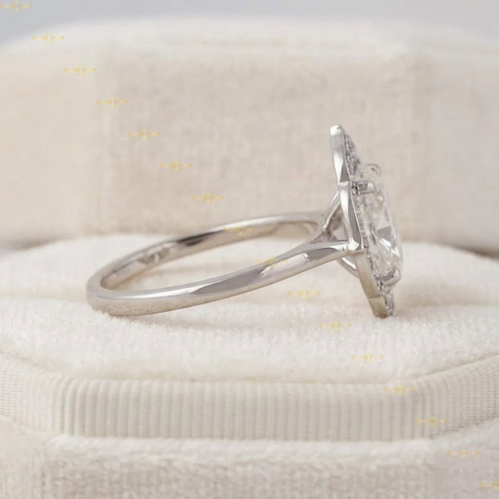 Lab Grown Diamond 2 Oval Cut Vintage Halo Engagement Ring