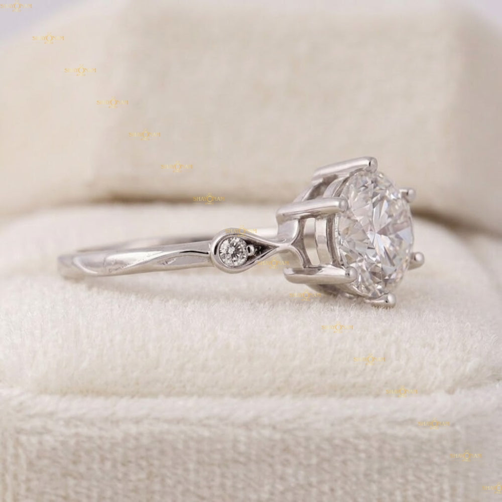 VVS1 Lab Grown Diamond Round Cut Three Stone Ring