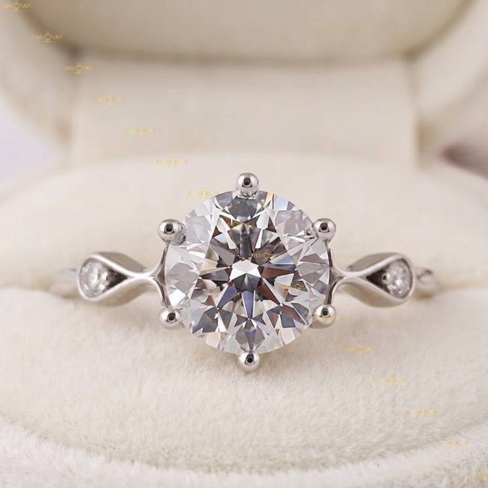 VVS1 Lab Grown Diamond Round Cut Three Stone Ring
