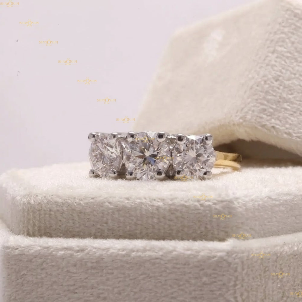 Three Stone Lab Grown Diamond Engagement Ring