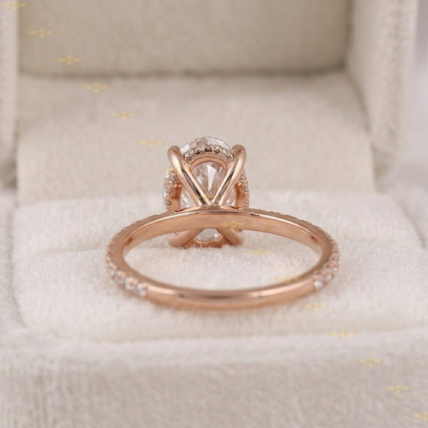 2.5 Carat Oval Cut Lab Grown Diamond Hidden Halo Engagement Rin
