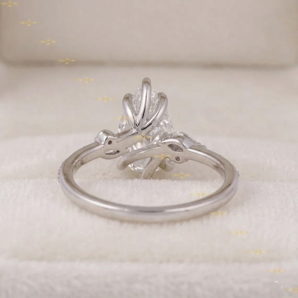 Lab Grown Diamond Pear Cut Vintage Inspired Engagement Ring