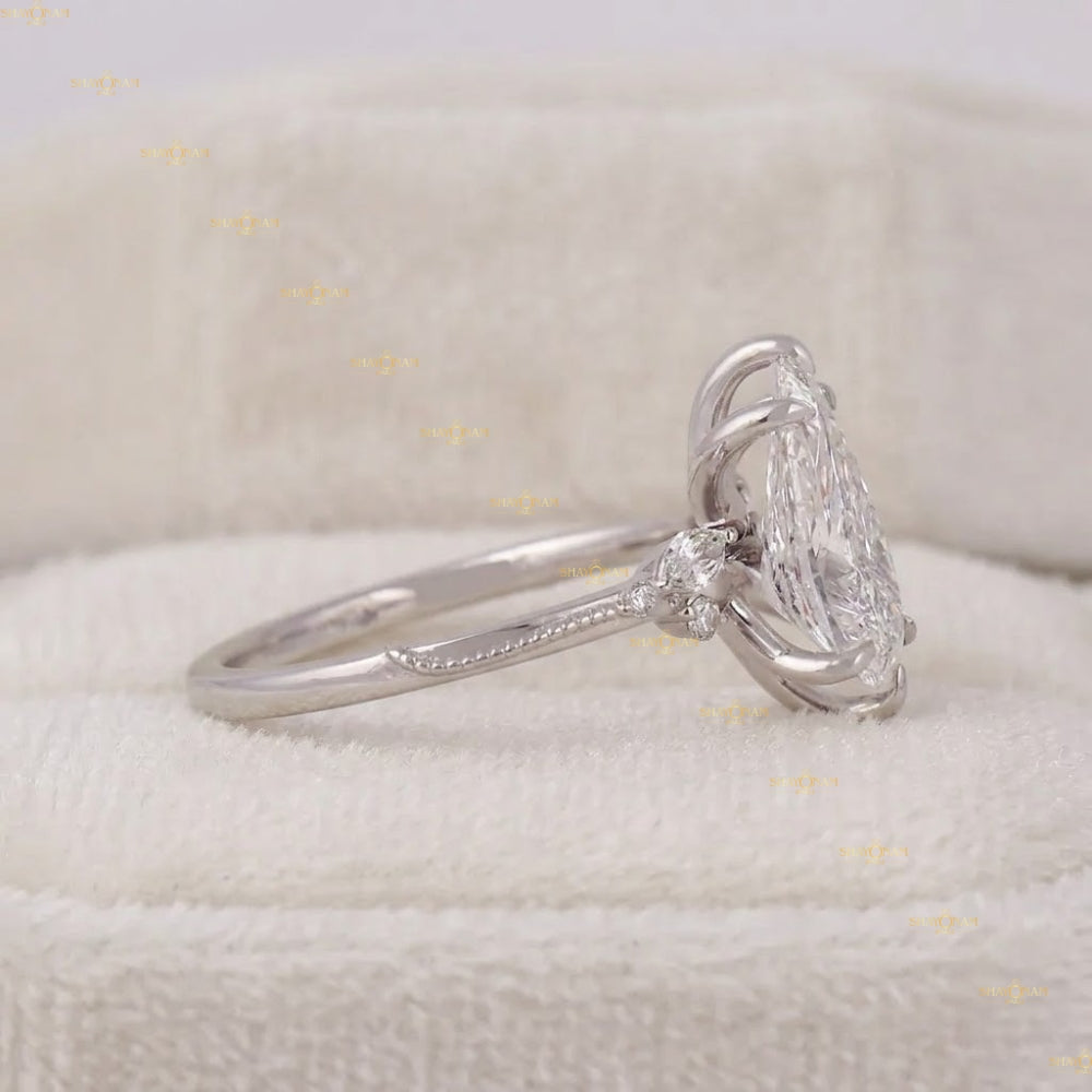 Lab Grown Diamond Pear Cut Vintage Inspired Engagement Ring