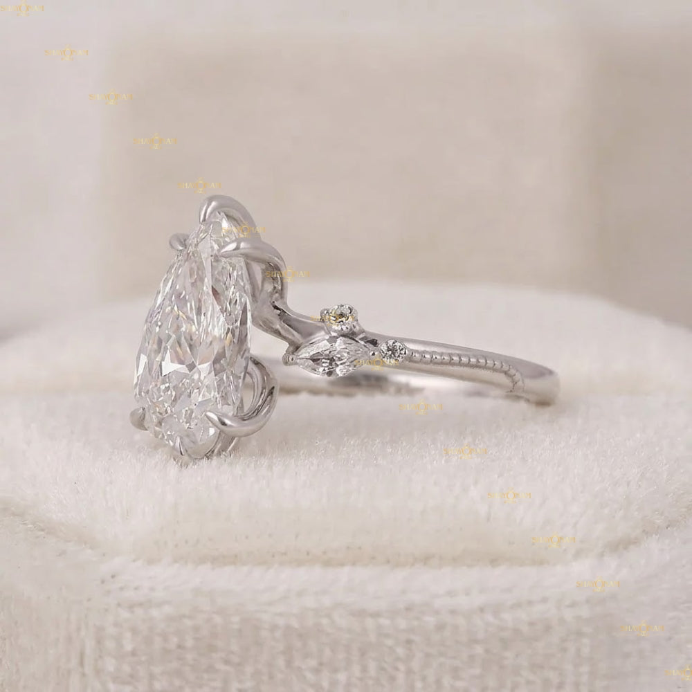 Lab Grown Diamond Pear Cut Vintage Inspired Engagement Ring
