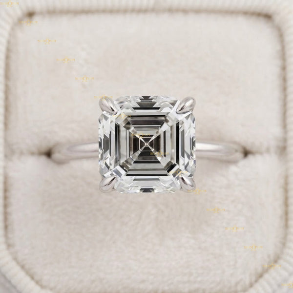 Asscher Cut 3 Carat Lab Grown Diamond Solitaire Engagement Ring