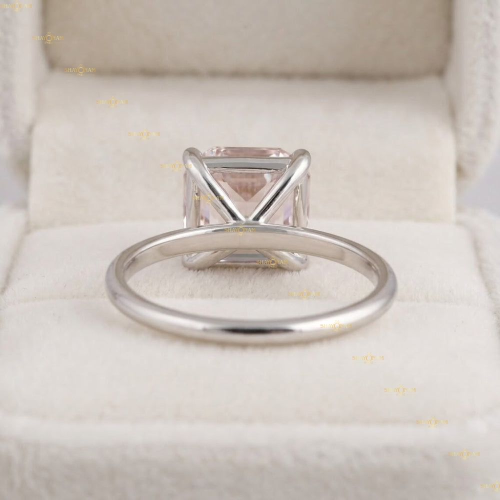 Asscher Cut 3 Carat Lab Grown Diamond Solitaire Engagement Ring