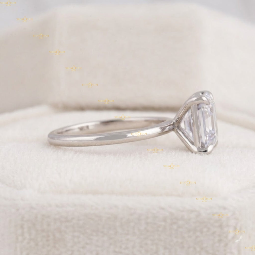 Asscher Cut 3 Carat Lab Grown Diamond Solitaire Engagement Ring