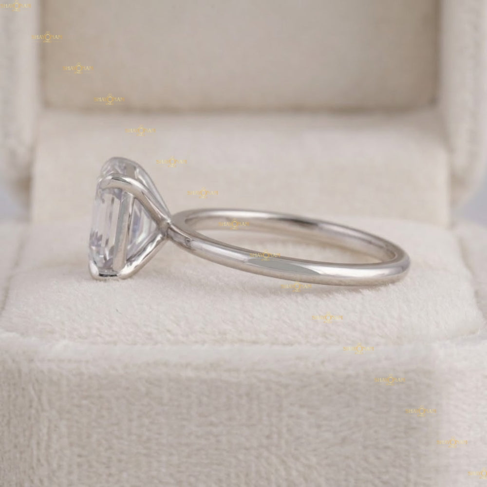 Asscher Cut 3 Carat Lab Grown Diamond Solitaire Engagement Ring