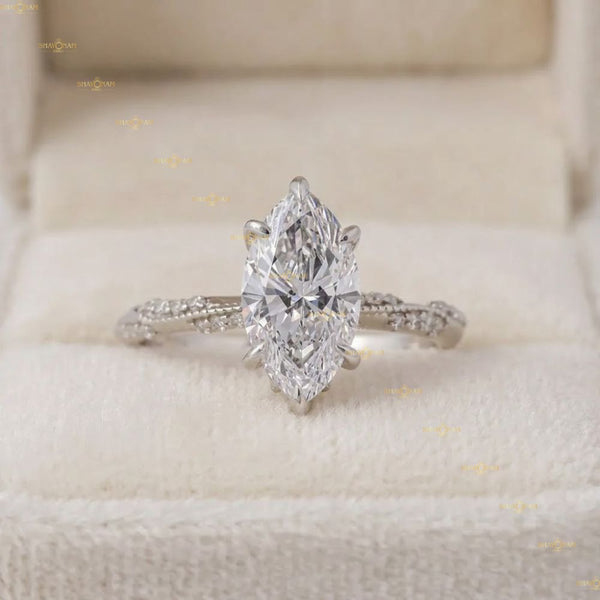 IGI Certified Lab Grown Diamond Marquise Cut Vintage Ring