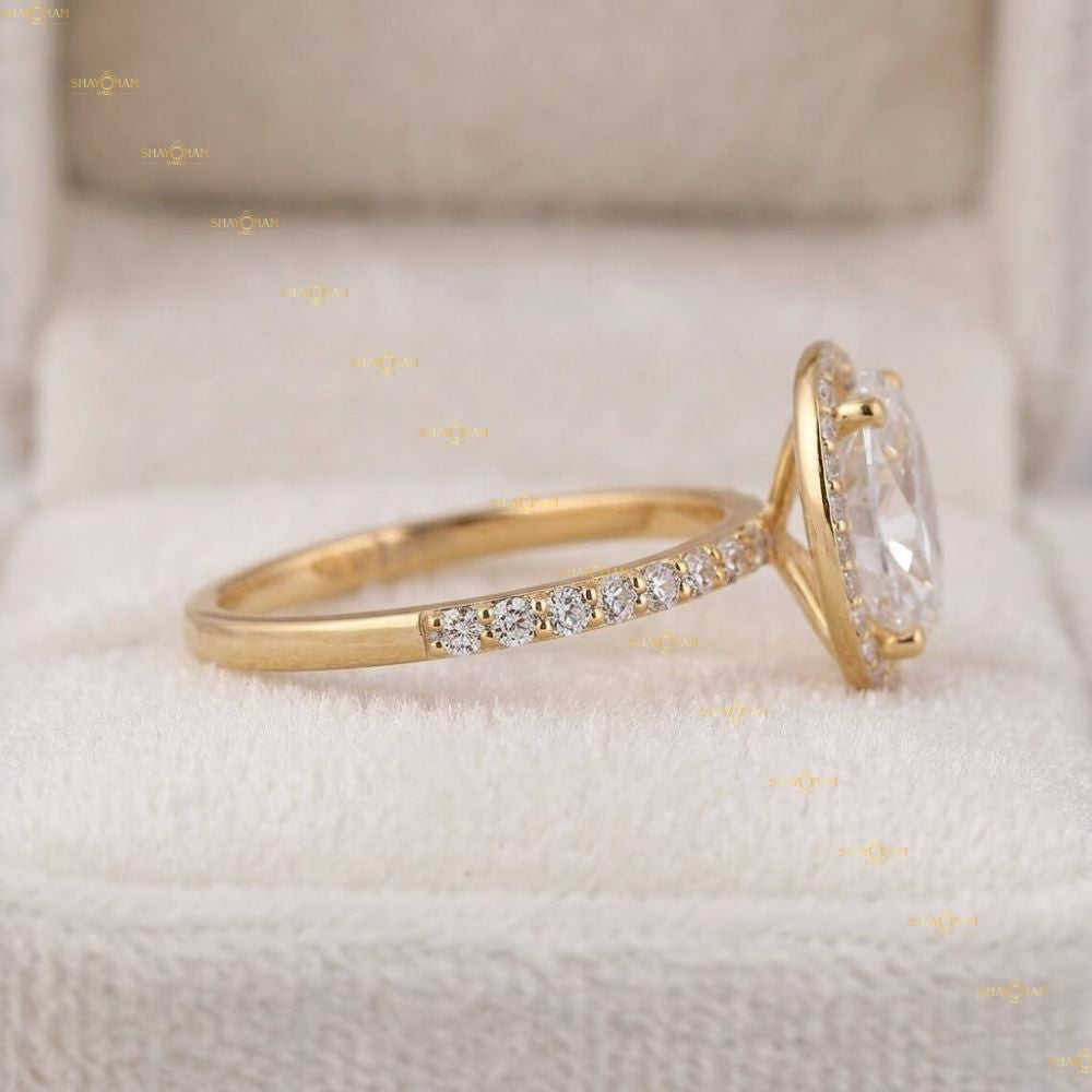 2 Carat Oval Cut Lab Grown Diamond Halo Engagement Ring For Her