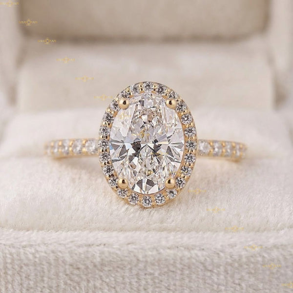 2 Carat Oval Cut Lab Grown Diamond Halo Engagement Ring For Her