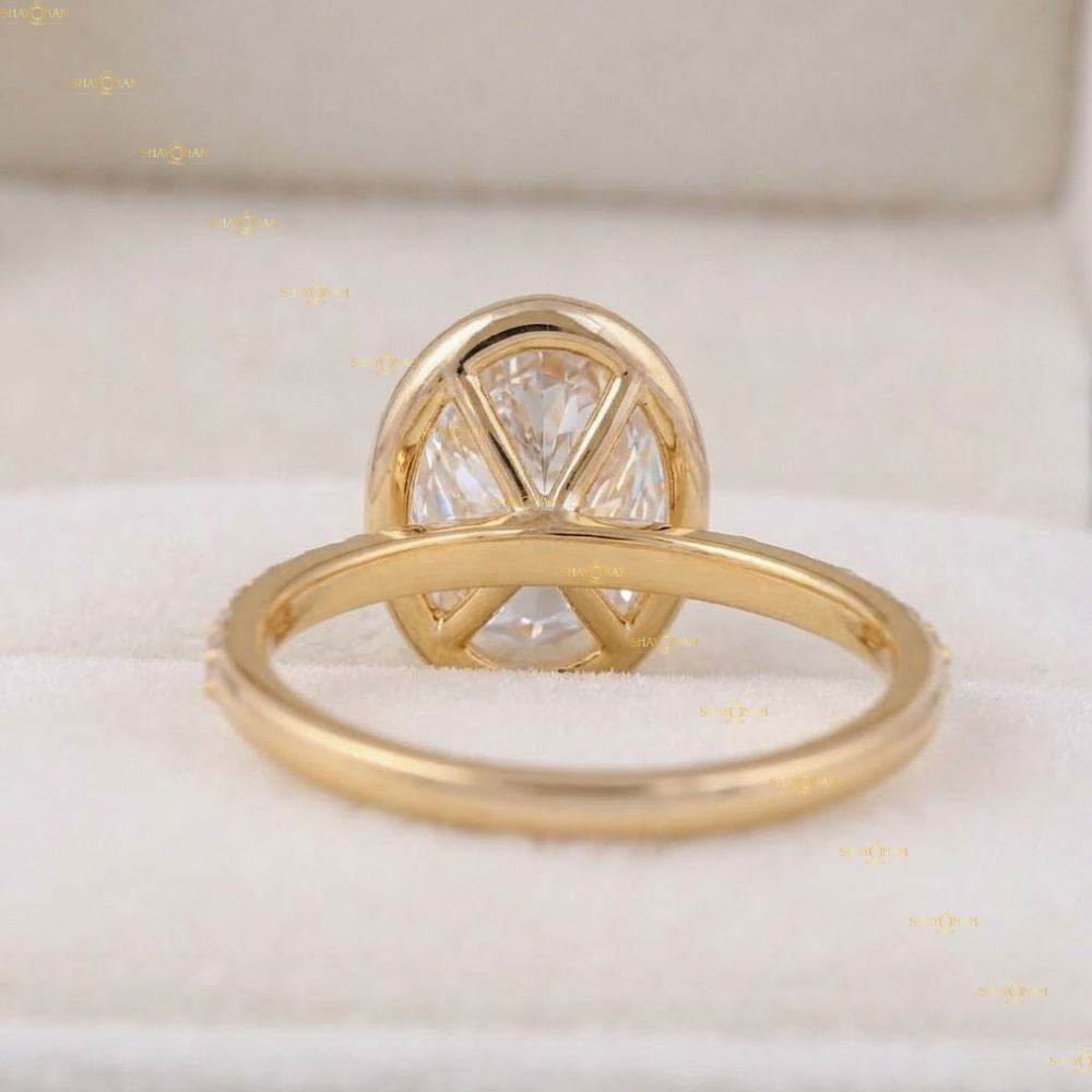 2 Carat Oval Cut Lab Grown Diamond Halo Engagement Ring For Her