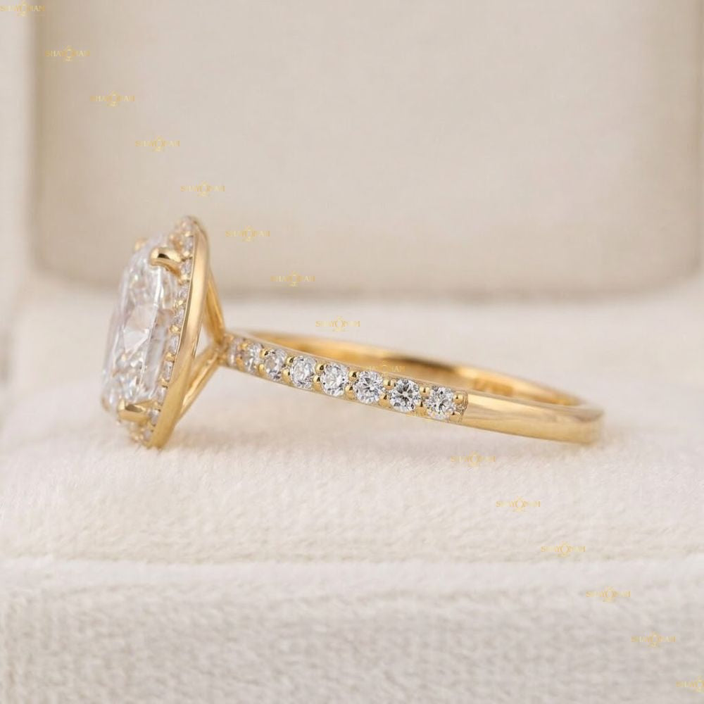 2 Carat Oval Cut Lab Grown Diamond Halo Engagement Ring For Her