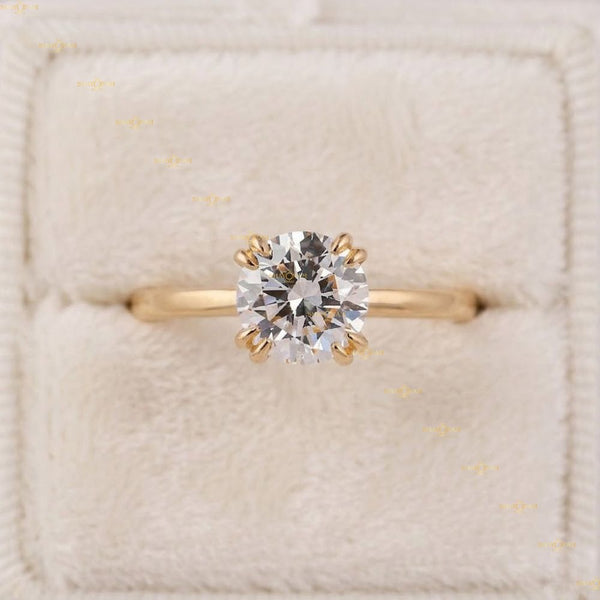 Lab Grown Diamond Round Cut Double Prong Solitaire Ring