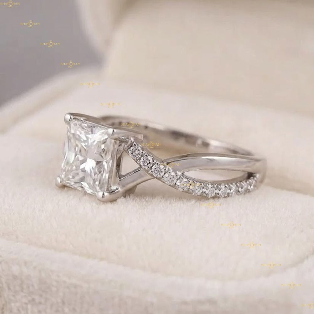 IGI Certified Lab Grown Diamond 2 Carat Princess Cut Infinity Twisted Ring