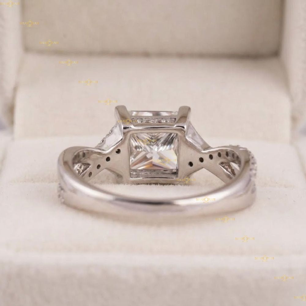 IGI Certified Lab Grown Diamond 2 Carat Princess Cut Infinity Twisted Ring