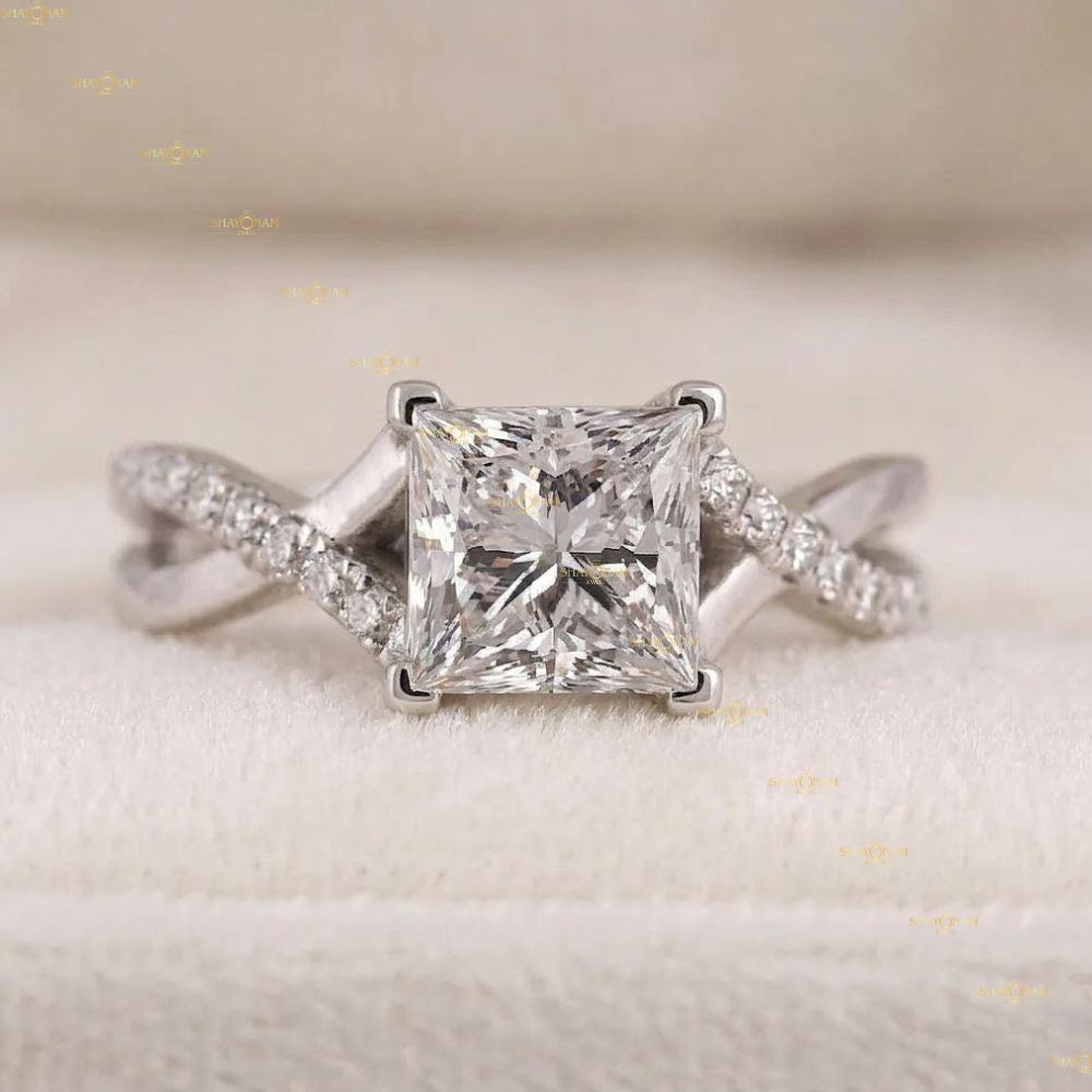 IGI Certified Lab Grown Diamond 2 Carat Princess Cut Infinity Twisted Ring