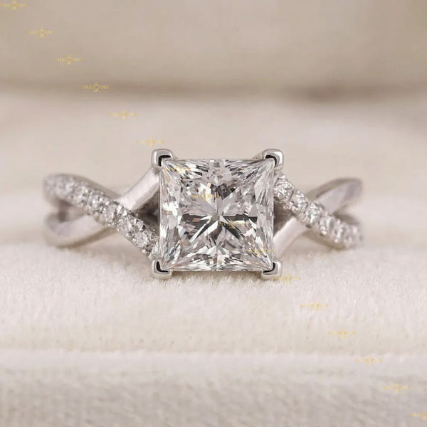 IGI Certified Lab Grown Diamond 2 Carat Princess Cut Infinity Twisted Ring